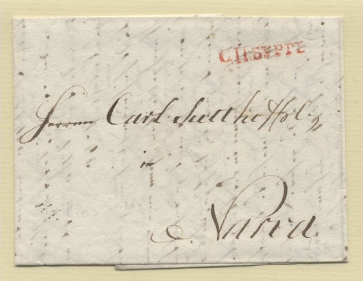 1820 letter written in German, St Petersburg Cyrillic cancellation